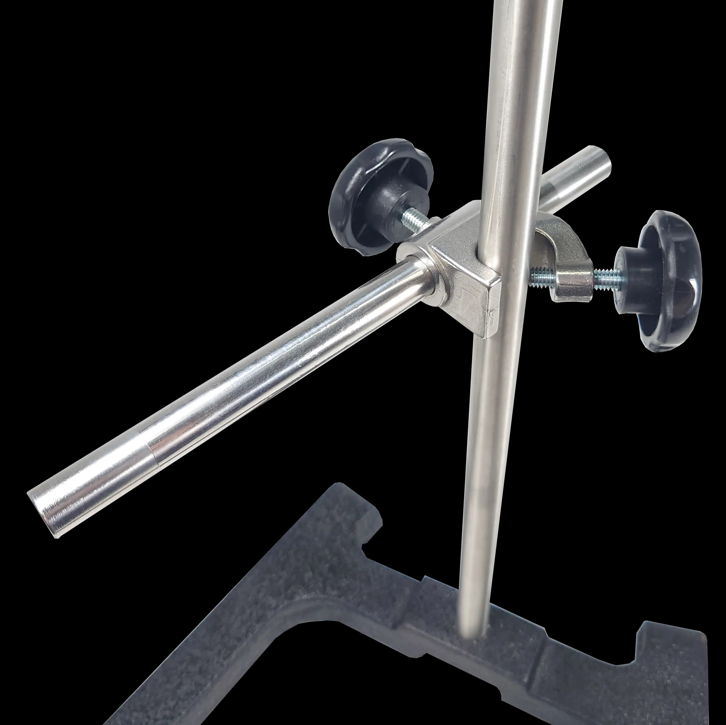 底座 + 支持柱 + 支持夾 + 橫杆